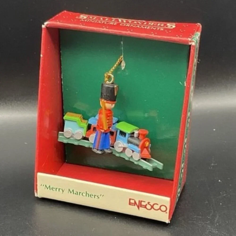 Enesco Merry Marchers Ornament Soldier Train 1989 Small Wonders w/Box Vintage - Picture 1 of 7
